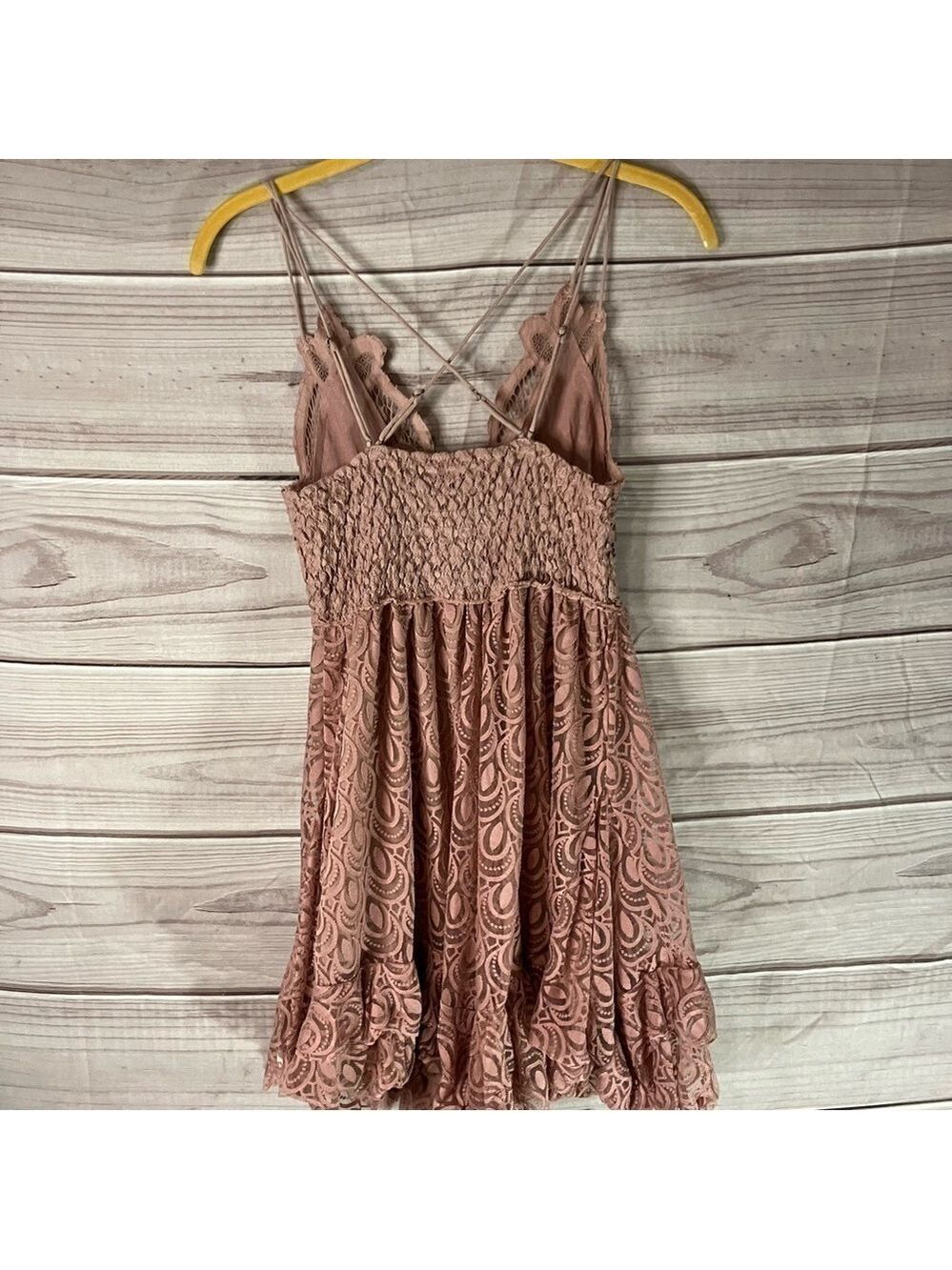 FREE People Adella Crochet Lace Slip Velvet Burnout Dress in Pink - Picture 8 of 12